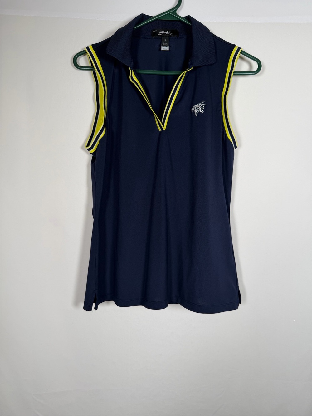 RLX Ralph Lauren Navy Tank Polo with Yellow Trim, Golf, Tennis Prep, Pickleball‎